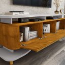 Ver imagem 3 de Rack para Tv até 75 Polegadas Guarapari 3 Portas Off White/naturalle Fresado - Móveis Bechara