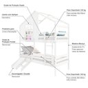 Ver imagem 3 de Beliche Casinha com Janela com Escada/escorregador e Grade de Proteção Madeira Maciça Branco
