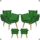 Ver imagem 1 de Kit 2 Poltronas Decorativas Para Recepção Manicure Sala De Estar + 2 Puff Reforçado Suede