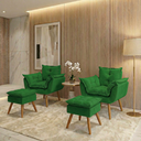 Ver imagem 1 de Kit 2 Poltronas Decorativa e 2 Puffs para Sala Recepção Manicure Consultório Quarto Alice Suede