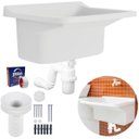 Ver imagem 1 de Tanque de Plástico 40l para Lavanderia Branco + Sifão Copo Universal Sanfonado + Fita Veda Rosca