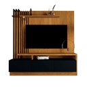 Ver imagem 1 de Estante Home Theater Audaz para TV até 65 Polegadas com Detalhe Ripado e Luz de LED Carvalho/Preto -