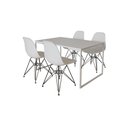 Ver imagem 2 de Mesa Industrial Base Ferro Branco Tampo 137x90 Branco 4 Cadeiras Eames Ferro Preto Assento Branco