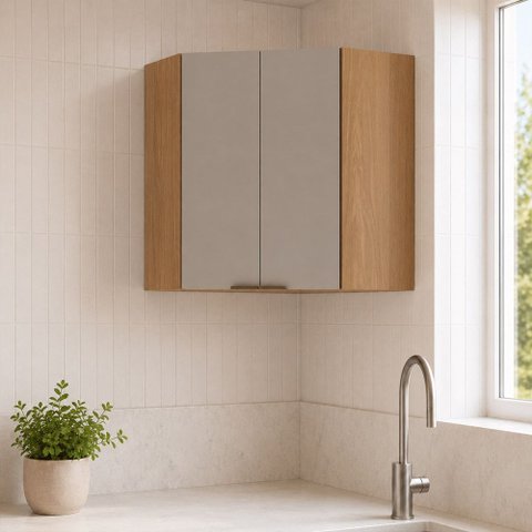 Armário Aéreo Canto Diagonal 2 Portas 74cm Vitra Luciane Móveis