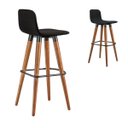 Ver imagem 3 de Kit 2 Banquetas Línea Alta Assento em Linho Luxo Aço Preto - Preto