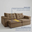 Ver imagem 3 de Sofá Retrátil e Reclinável 4 Lugares Veludo Bege Escuro Espanha 250cm