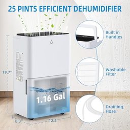 Takywep Desumidificador 25 Pints Energy Star 1.500 Sq.ft Branco - 6