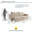 Ver mais imagens de Sofá Retrátil e Reclinável 4 Lugares Veludo Bege Claro Espanha 250cm