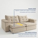 Ver imagem 3 de Sofá Retrátil e Reclinável 4 Lugares Veludo Bege Claro Espanha 250cm