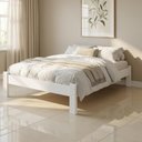 Ver imagem 1 de Cama de Casal Turca com Colchão em Madeira Maciça Branco Repleta