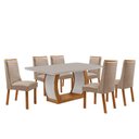 Ver imagem 5 de Conjunto de Jantar Milena 6 Lugares Tampo MDF Canto Copo Cadeiras Carolina Veludo Creme 180cm
