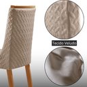 Ver imagem 7 de Conjunto de Jantar Milena 6 Lugares Tampo MDF Canto Copo Cadeiras Carolina Veludo Creme 180cm