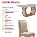 Ver imagem 2 de Conjunto de Jantar Milena 6 Lugares Tampo MDF Canto Copo Cadeiras Carolina Veludo Creme 180cm