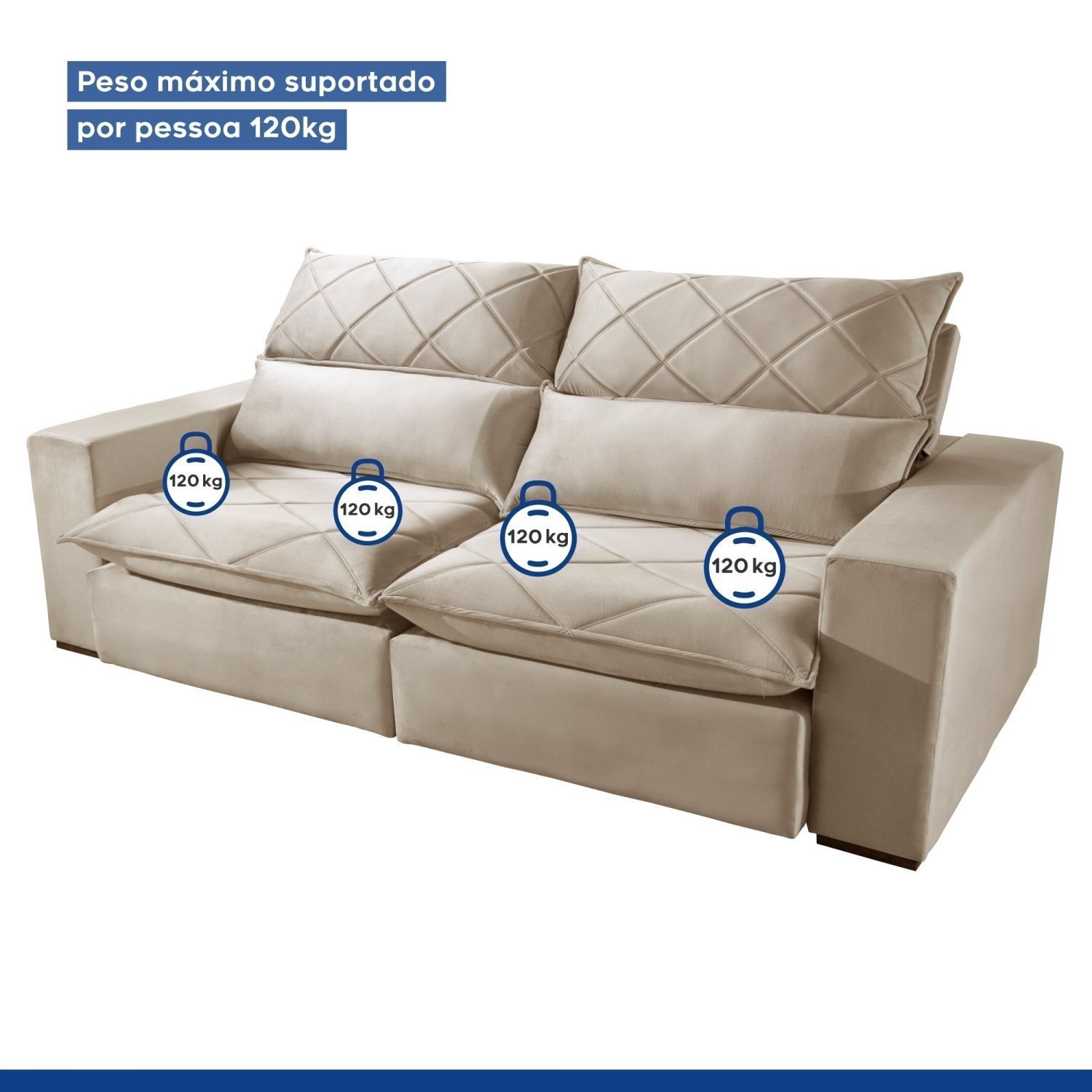 Sofá 4 Lugares Retrátil e Reclinável 250cm Porto Celflex MadeiraMadeira