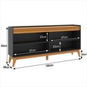 Ver imagem 3 de Conjunto Sala de Estar Buffet 4 Portas Ripado e Rack para Tv até 75 Polegadas - Vianossa - Preto/