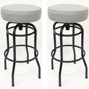 Kit 2 Banquetas Bar Alta Giratória Preta Assento Cinza - Poltronas do Sul