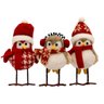 Jogo 3 Passarinhos Natalinos Pelúcia Cute Roupa Tricô e Cachecol 18cm - Magizi - 1