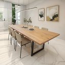 Ver imagem 1 de Mesa de Jantar Industrial Madeira com Pé Metal Preto 220x100:tampo Painel de Teca