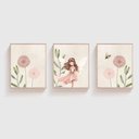 Ver imagem 4 de Kit 3 Quadros Decorativos Infantil Mundo Mágico Das Fadas Quarto Bebê 30x40 Moldura Madeira