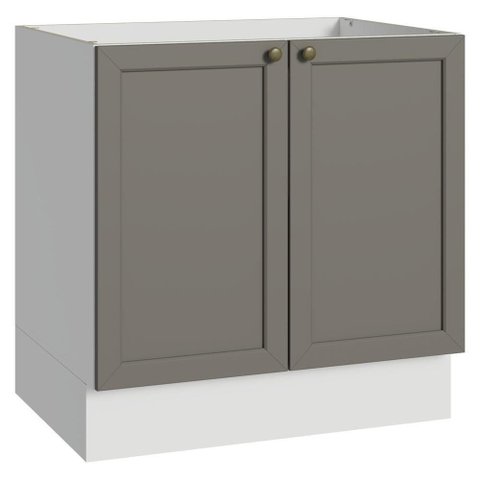 Balcão Vik 2 Portas MDP 80cm Branco e Cinza Madesa