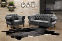 Ver imagem 2 de Kit Namoradeira Duquesa Chesterfield 2 Lugares + 1 Poltrona - Suede Cinza Grafite