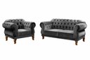 Ver imagem 1 de Kit Namoradeira Duquesa Chesterfield 2 Lugares + 1 Poltrona - Suede Cinza Grafite