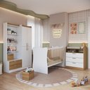 Ver imagem 1 de Quarto Infantil Completo com Guarda Roupas 4 Portas, Cômoda e Berço Branco Mel