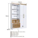 Ver imagem 3 de Quarto Infantil Completo com Guarda Roupas 4 Portas, Cômoda e Berço Branco Mel