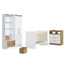 Ver imagem 2 de Quarto Infantil Completo com Guarda Roupas 4 Portas, Cômoda e Berço Branco Mel