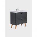 Ver imagem 3 de Gabinete para Banheiro com Cuba 80cm Retro Mdf Grafite Milano - On Móveis