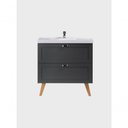 Ver imagem 2 de Gabinete para Banheiro com Cuba 80cm Retro Mdf Grafite Milano - On Móveis