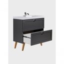 Ver imagem 6 de Gabinete para Banheiro com Cuba 80cm Retro Mdf Grafite Milano - On Móveis