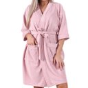 Ver imagem 2 de Roupão Feminino Kimono Felpudo Rosa