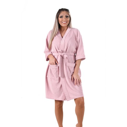 Roupão Feminino Kimono Felpudo Rosa