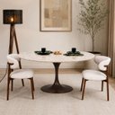 Ver imagem 4 de Mesa de Jantar Saarinen Oval 160x90 cm Tampo Quartzito Taj Mahal e Base Laca Marrom Cacau