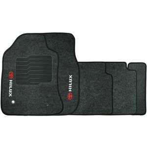 Jogo de Tapete Automotivo Carpete Toyota Hilux 2006 À 2015 Soft Logo Bordado Grafite 5 Peças S/m Sof