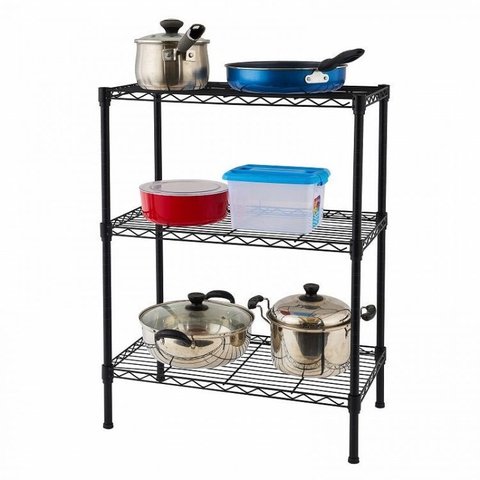 Estante Aço 3 Prateleiras Preta Aramada 90 Cm