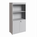Ver imagem 2 de Estante Armário 160cm para Escritório com 2 Portas Puxadores Cava Corporate F5 Cinza