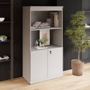 Ver imagem 1 de Estante Armário 160cm para Escritório com 2 Portas Puxadores Cava Corporate F5 Cinza