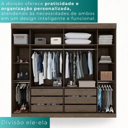 Guarda-roupa Casal 2 Portas de Correr 6 Gavetas Fortaleza - Mais Móvei Newcanion/offwhite - 4