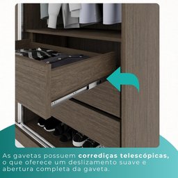 Guarda-roupa Casal 2 Portas de Correr 6 Gavetas Fortaleza - Mais Móvei Newcanion/offwhite - 2