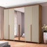 Roupeiro 6 Portas Potenza Cinamomo Off White com Espelho - 1