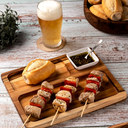 Ver imagem 2 de Petisqueira com Pote e 2 Divisões de Madeira Teca 28x23 Cm