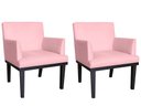 Ver imagem 1 de Kit 2 Poltronas Decorativa Vitória Suede Rosa Bebê Pés Madeira Ms Decor