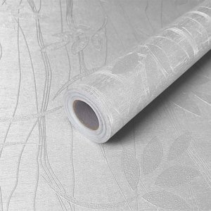 Papel de Parede Adesivo Lavavel Texturizado Linhas e Folhas Cinza 5m Open Star 32948