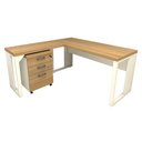Ver imagem 1 de Mesa de Escritório em L Linha Industrial com Gaveteiro F5 Cor:macadâmia com Branco