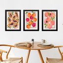 Ver imagem 1 de Kit 3 Quadros Sofisticados para Cozinha - Frutas 33x24cm - com Vidro:moldura Preta