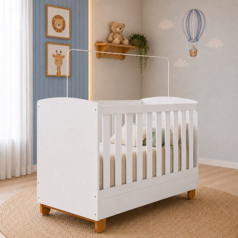 Berço Apolo 2 em 1 Pés de Madeira 100% MDF para Colchão 130x70