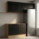 Ver imagem 1 de Cozinha Modulada 3 Peças com 2 Aéreos e 2 Balcões Conecta Frise Yescasa Cinamomo/Preto