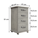 Ver imagem 3 de Gaveteiro 4 Gavetas - Cor Bianco (Corrediças Telescópicas)